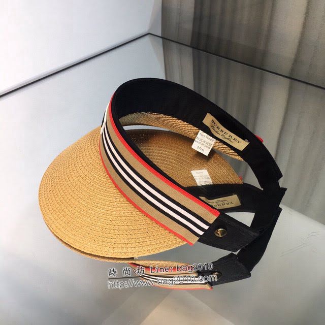 Burberry爆款女士帽子 巴寶莉新品空頂帽髮夾 巴寶莉編織草帽  mm1240